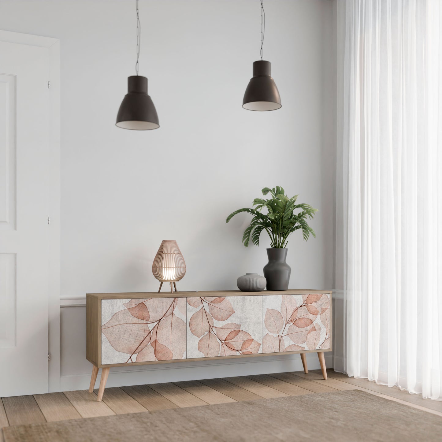 Mobile TV AUTUMN FRAGILITÀ a 3 ante in effetto rovere