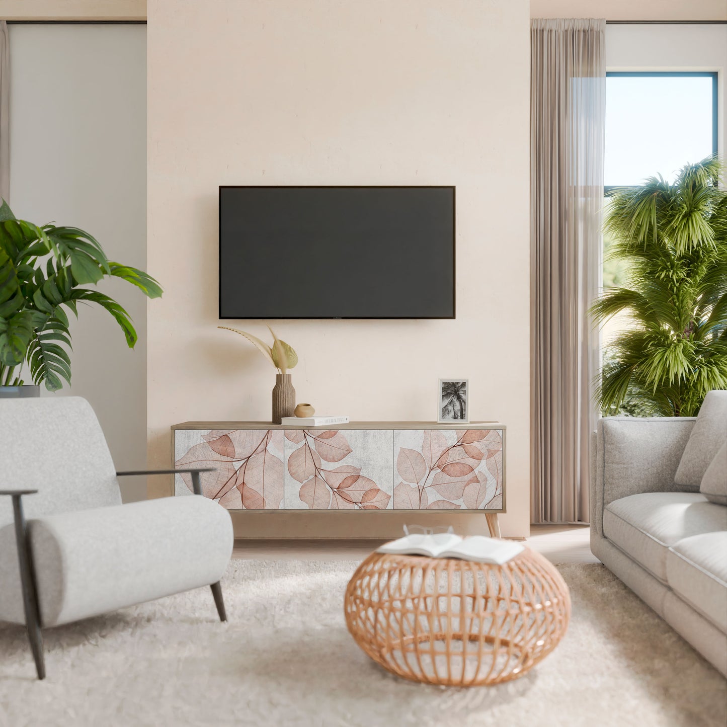 Mobile TV AUTUMN FRAGILITÀ a 3 ante in effetto rovere