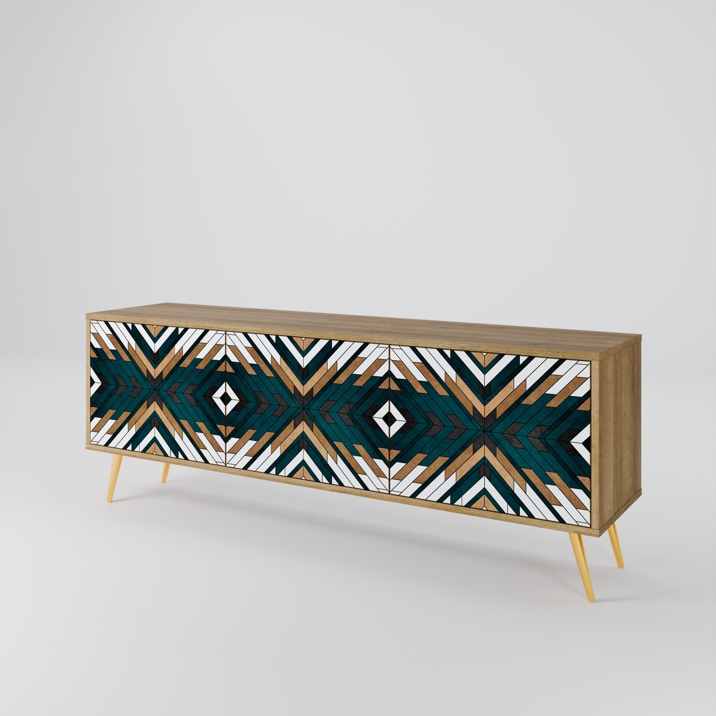 Mobile TV ARTISTIC GEOMETRY a 3 ante in effetto rovere