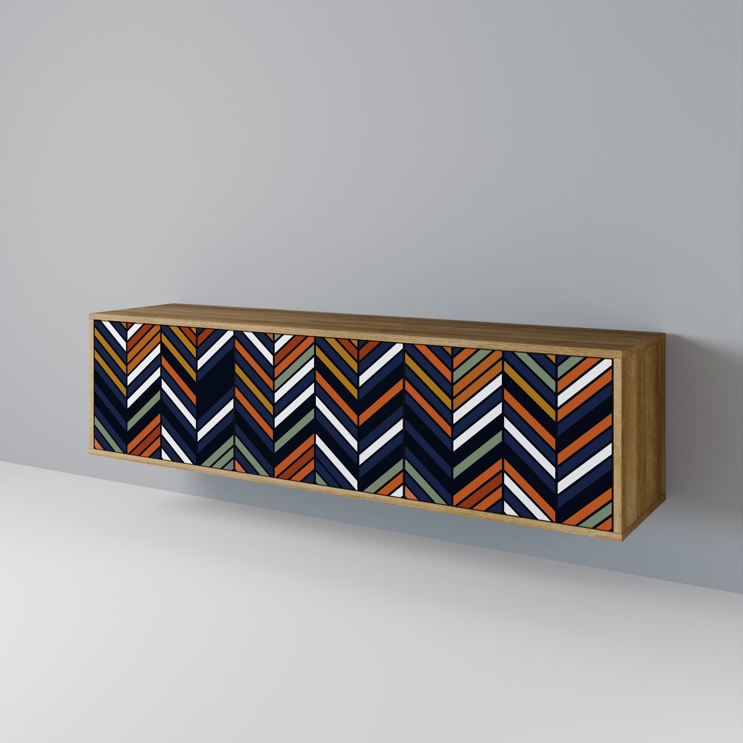 Mobile TV VIBRANT PATCHWORK a 3 ante in effetto rovere