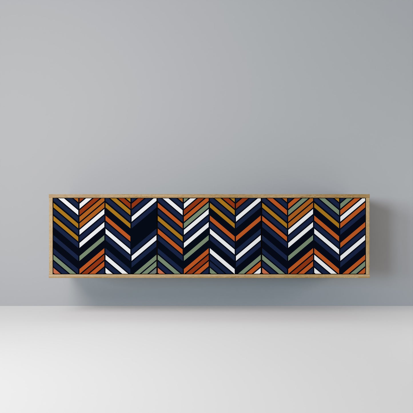 Mobile TV VIBRANT PATCHWORK a 3 ante in effetto rovere