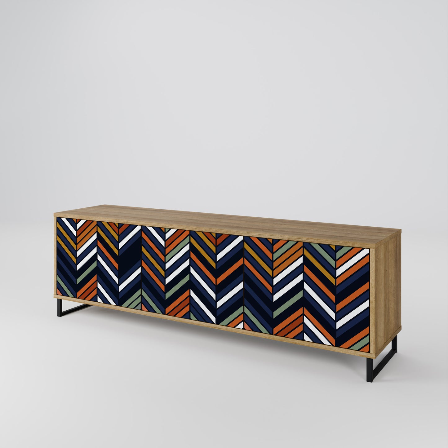 Mobile TV VIBRANT PATCHWORK a 3 ante in effetto rovere