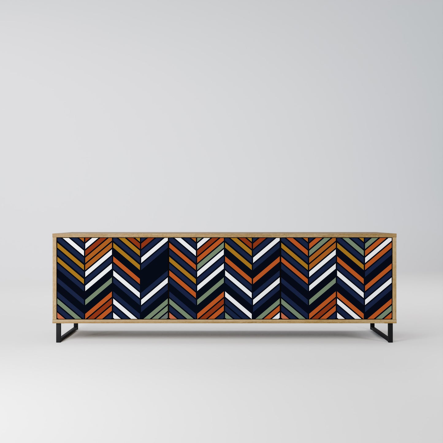 Mobile TV VIBRANT PATCHWORK a 3 ante in effetto rovere