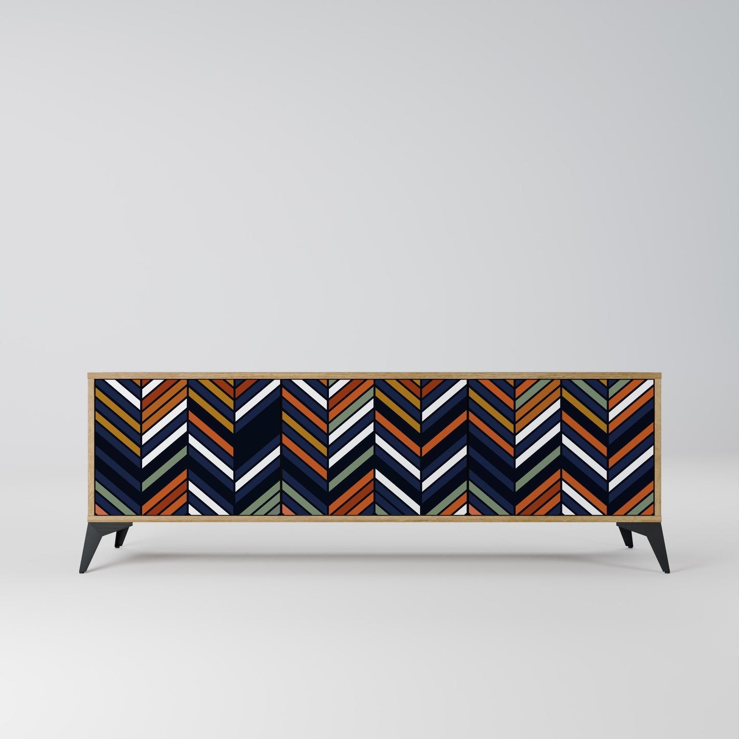 Mobile TV VIBRANT PATCHWORK a 3 ante in effetto rovere