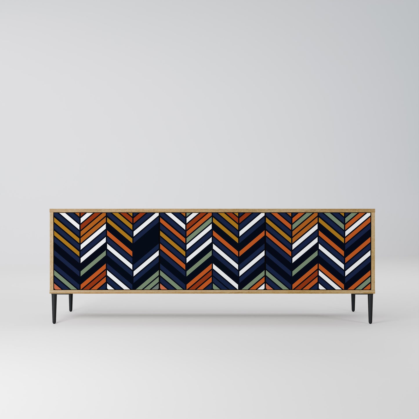 Mobile TV VIBRANT PATCHWORK a 3 ante in effetto rovere