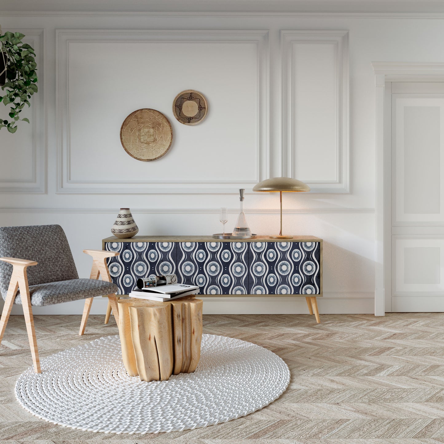 Mobile TV GRAPHITE EYES a 3 ante effetto rovere