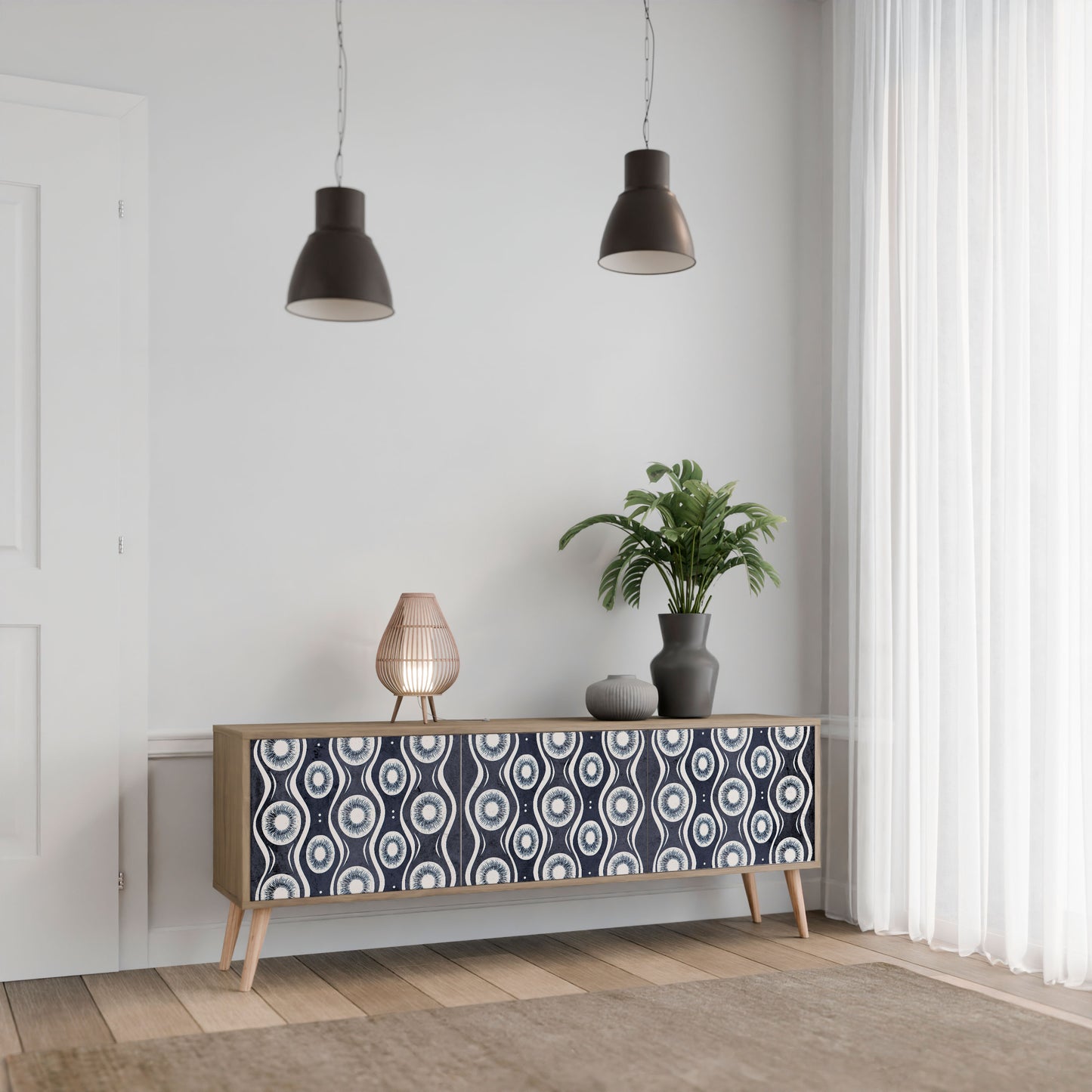 Mobile TV GRAPHITE EYES a 3 ante effetto rovere