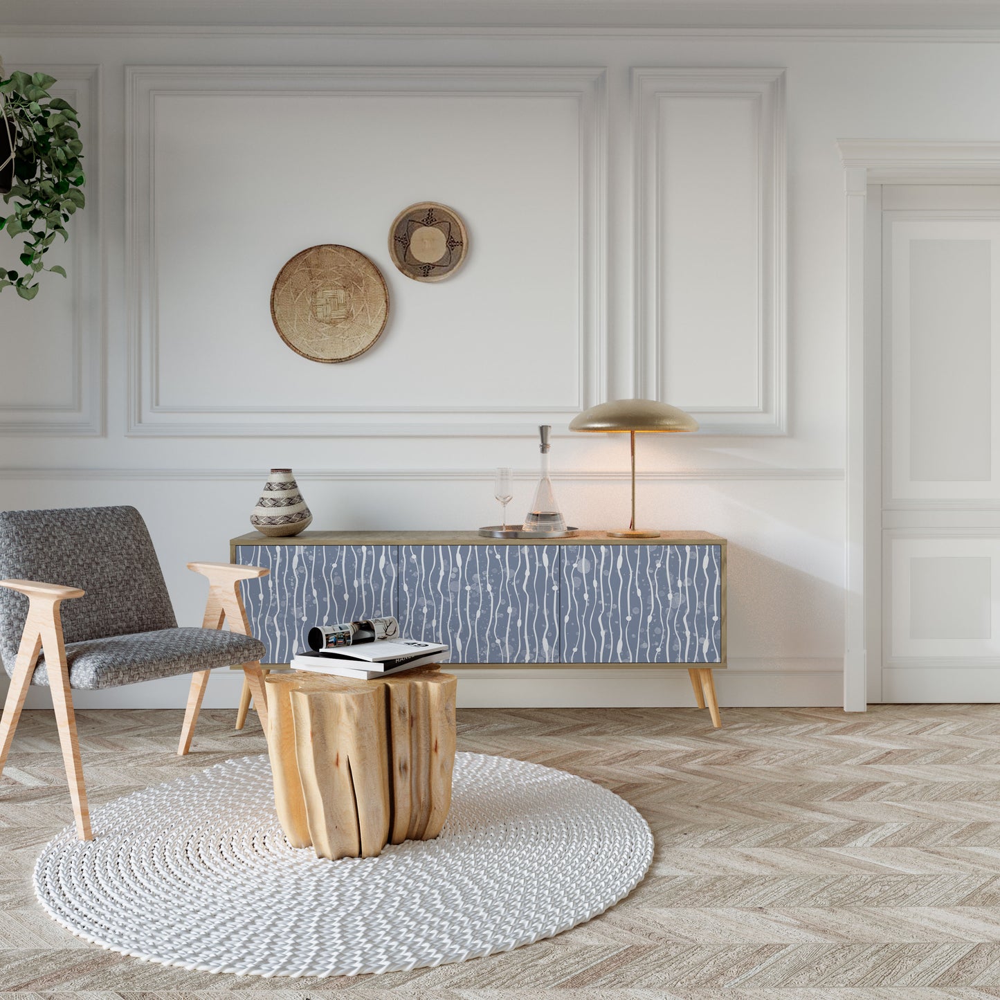 Mobile TV GRAPHITE RAIN a 3 ante effetto rovere