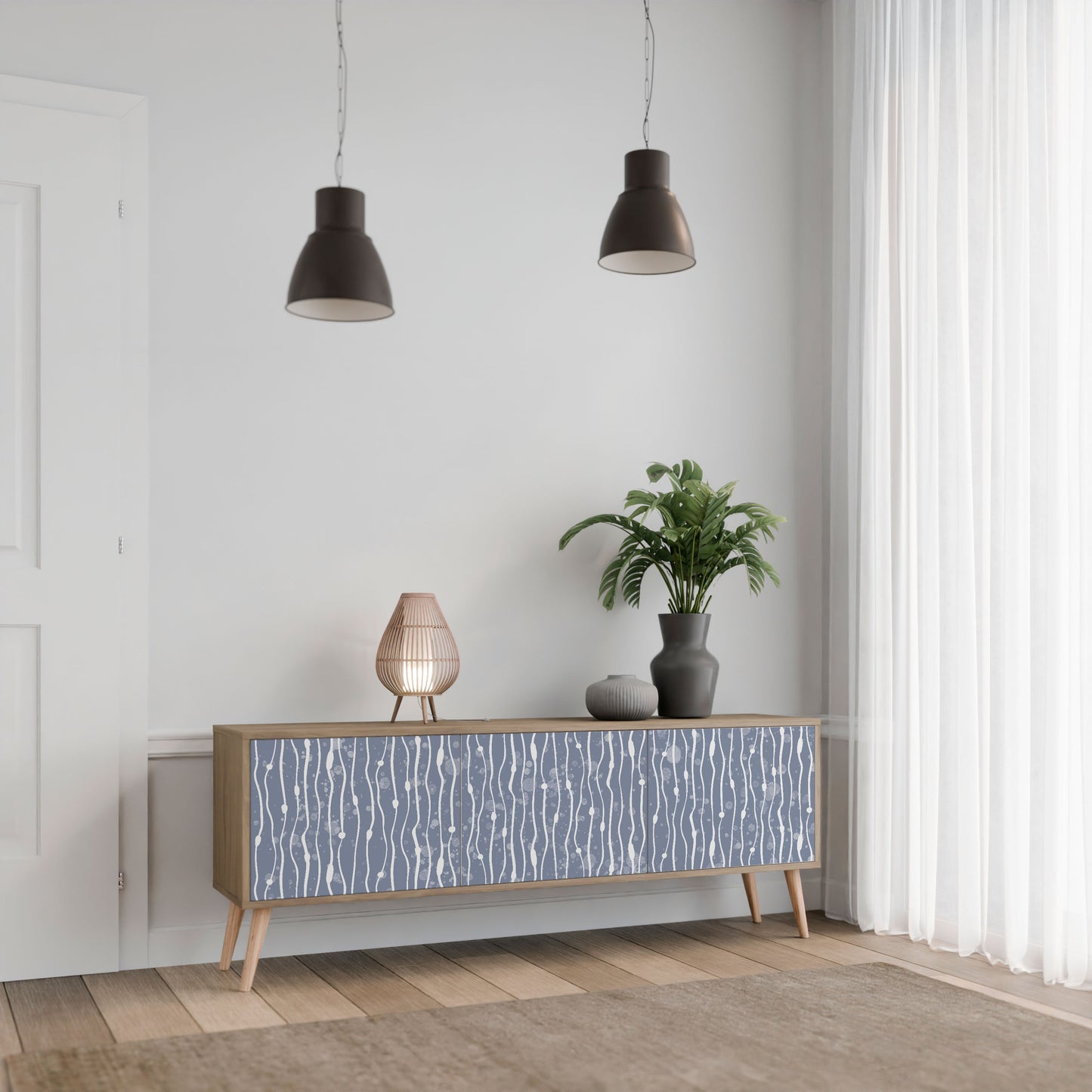 Mobile TV GRAPHITE RAIN a 3 ante effetto rovere