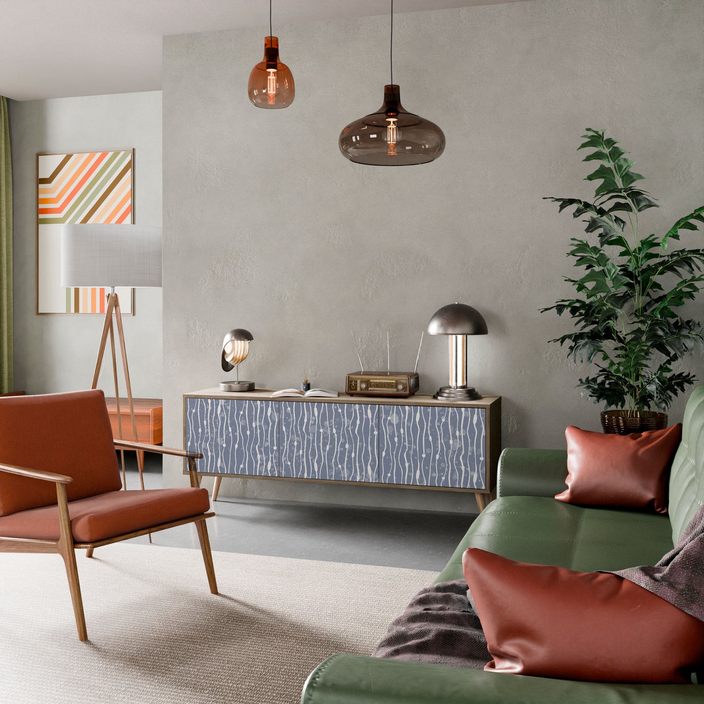 Mobile TV GRAPHITE RAIN a 3 ante effetto rovere