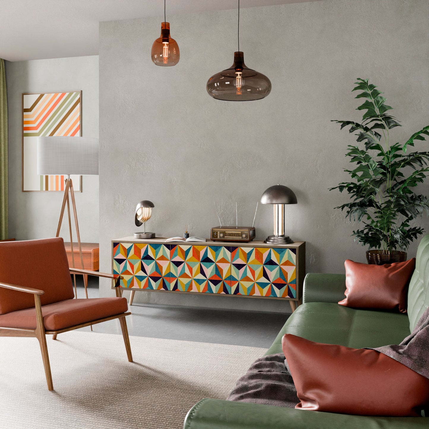 Mobile TV TESSELATE TREASURES a 3 ante in effetto rovere