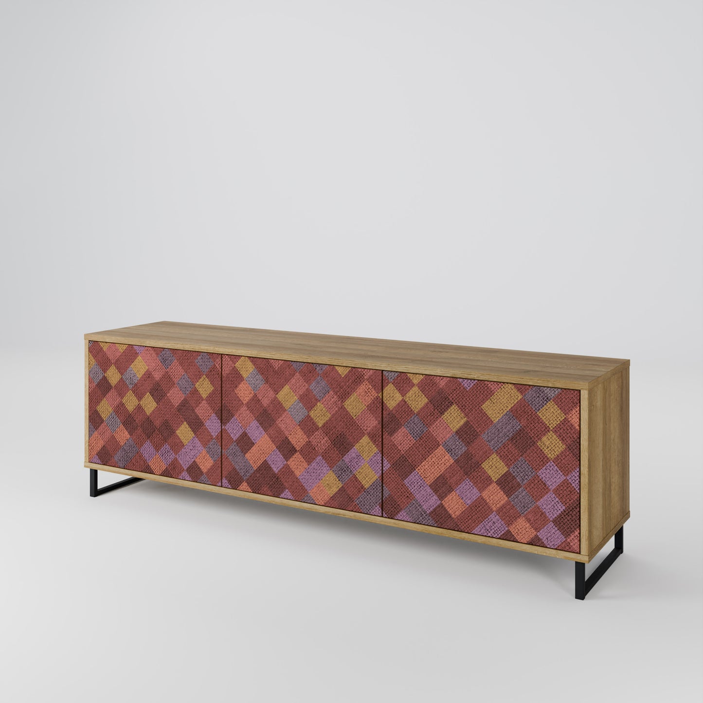 Mobile TV a 3 ante PAINTED SQUARES in effetto rovere