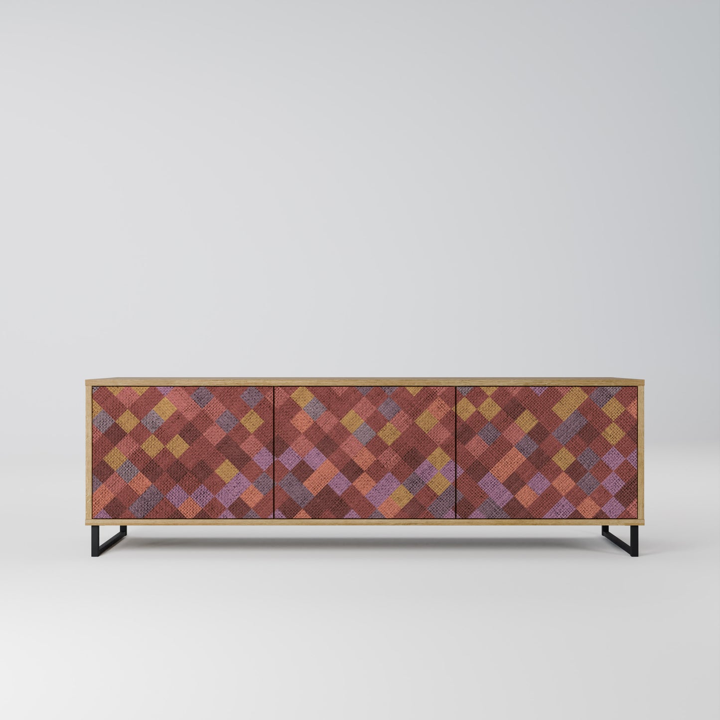 Mobile TV a 3 ante PAINTED SQUARES in effetto rovere