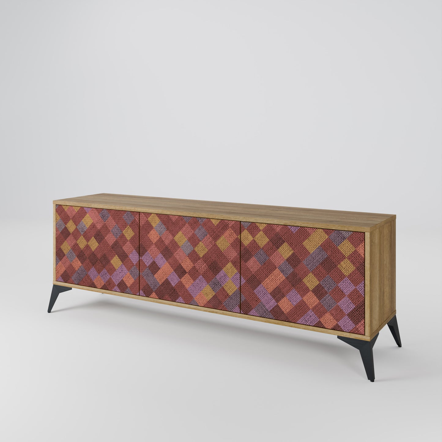 Mobile TV a 3 ante PAINTED SQUARES in effetto rovere