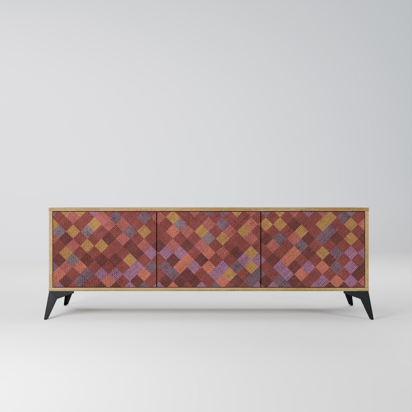 Mobile TV a 3 ante PAINTED SQUARES in effetto rovere