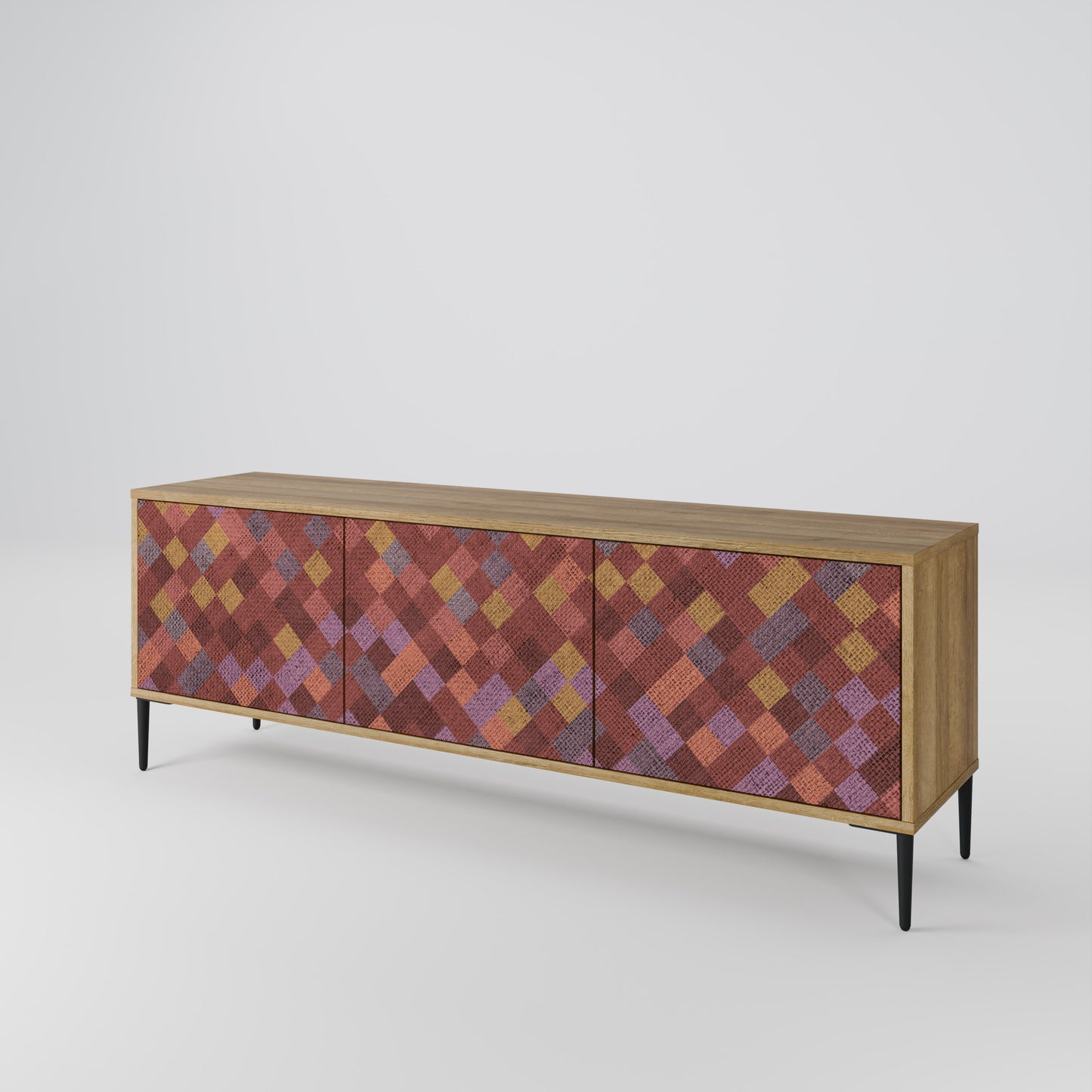 Mobile TV a 3 ante PAINTED SQUARES in effetto rovere