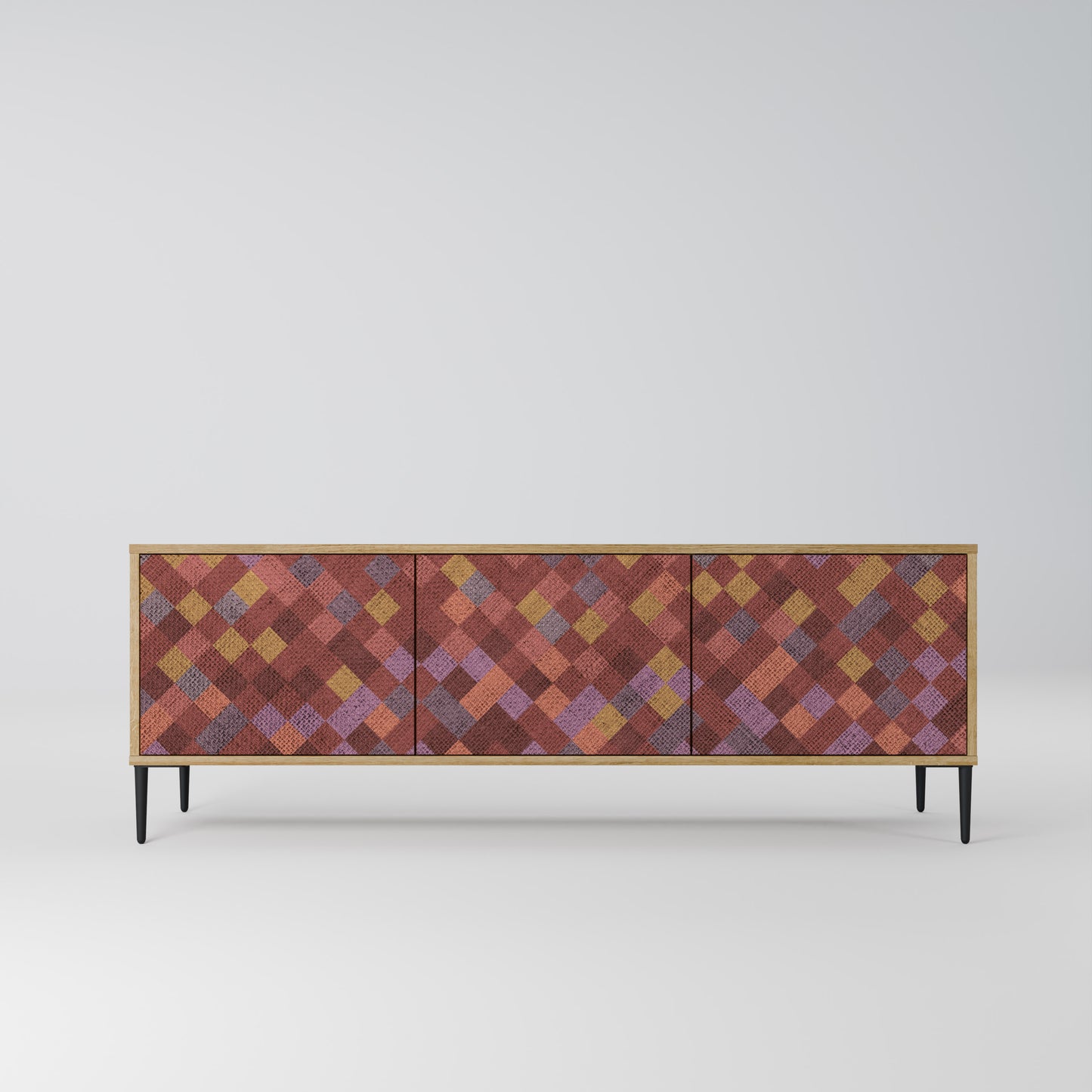 Mobile TV a 3 ante PAINTED SQUARES in effetto rovere