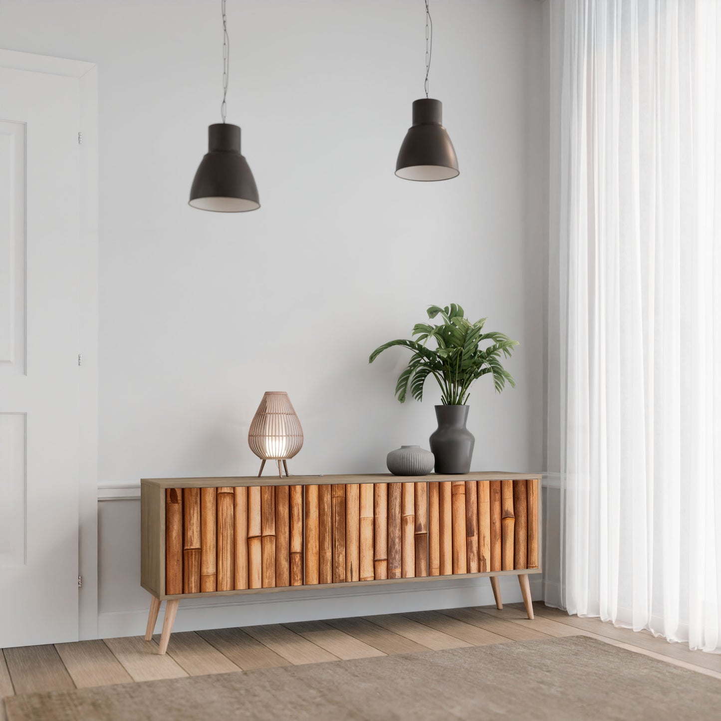 Mobile TV a 3 ante in legno naturale effetto rovere