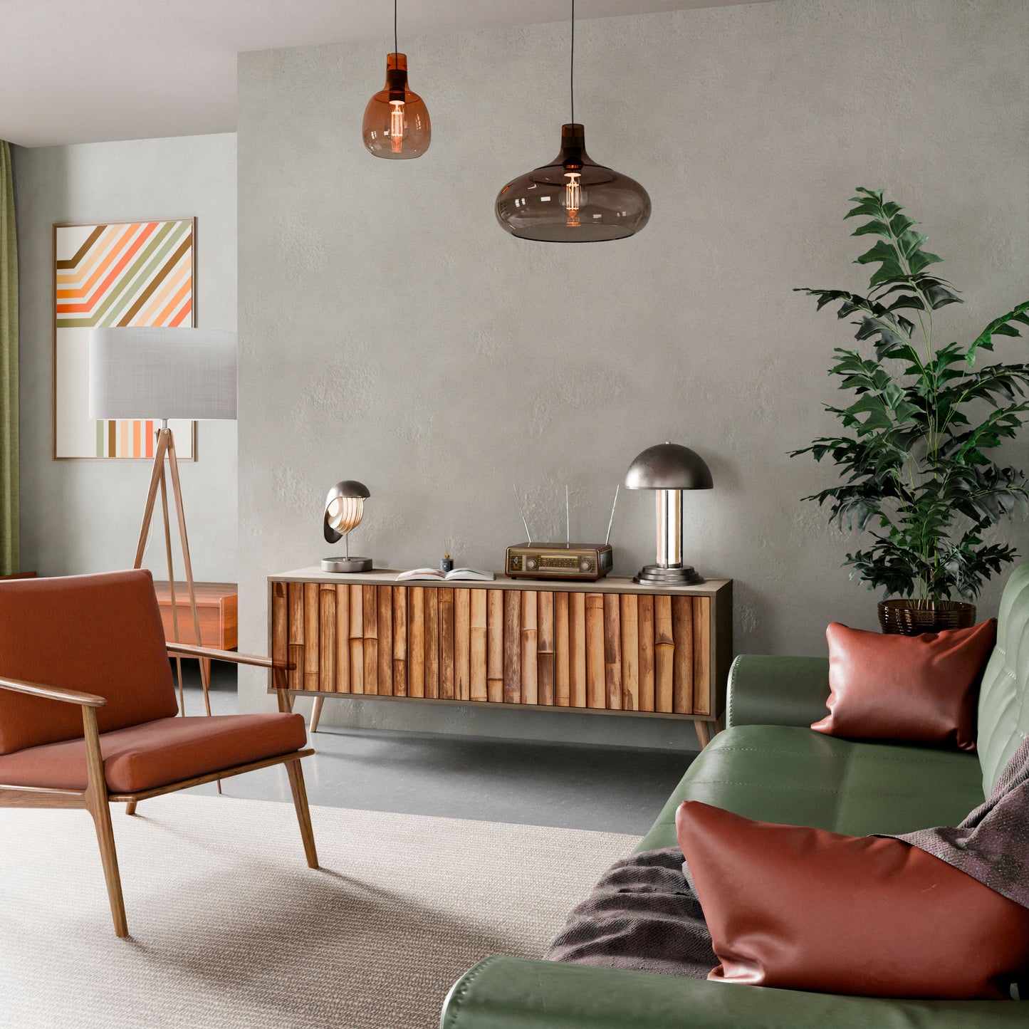 Mobile TV a 3 ante in legno naturale effetto rovere