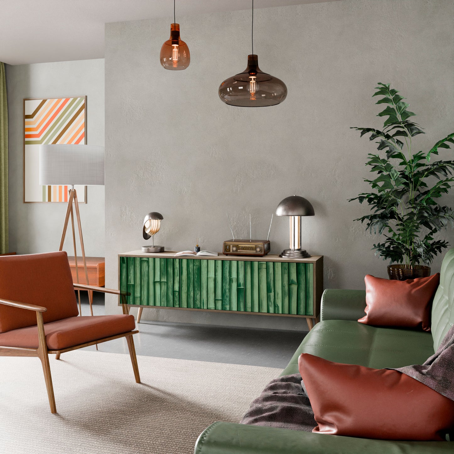 Mobile TV a 3 ante NATURAL GREEN effetto rovere