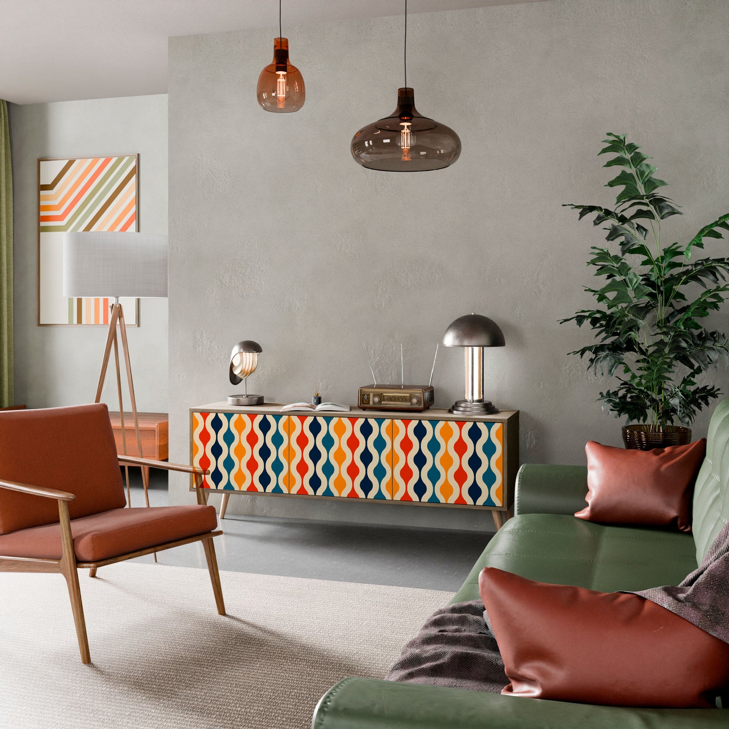 Mobile TV a 3 ante COLORFUL NOSTALGIA in effetto rovere