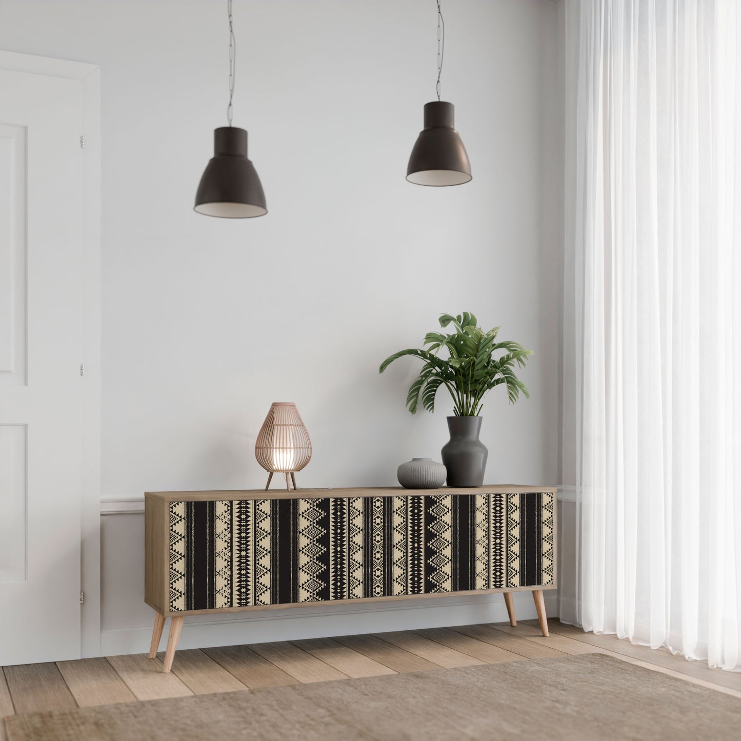AZTEC 3-Door TV Stand in Oak Effect
