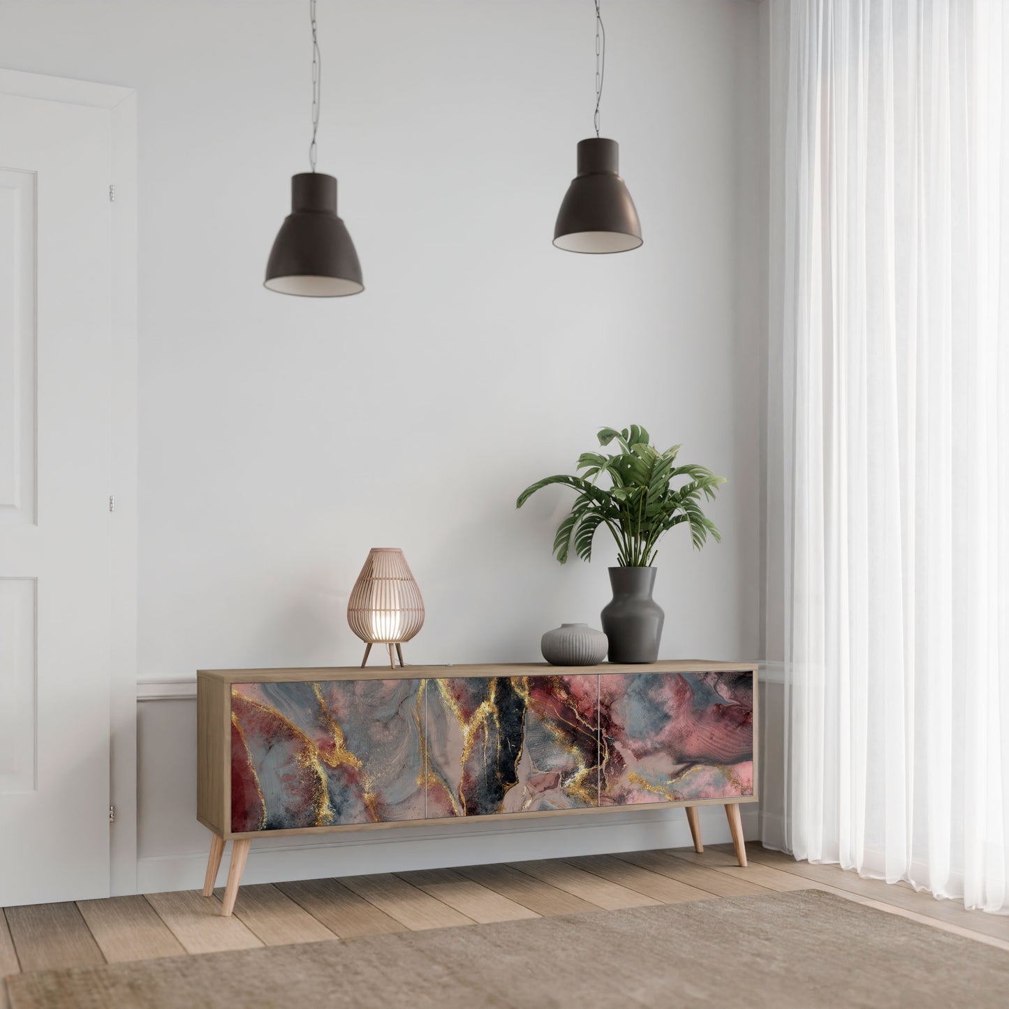 GOLDEN TIDES Mobile TV a 3 ante in effetto rovere