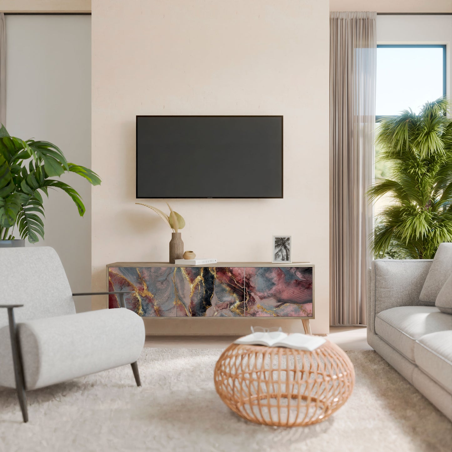 GOLDEN TIDES Mobile TV a 3 ante in effetto rovere