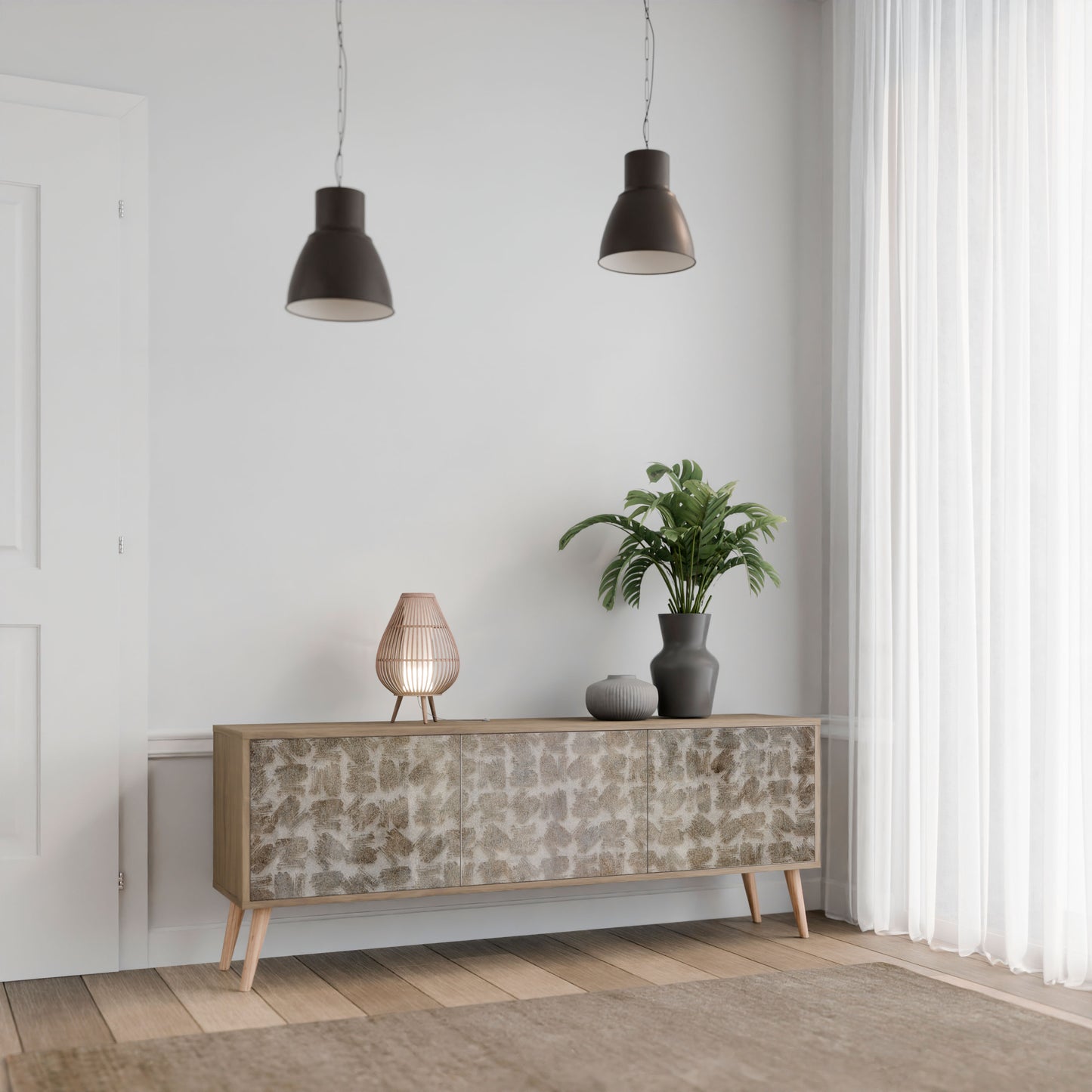 Mobile TV a 3 ante LEGGERMENTE SFOCATO effetto rovere