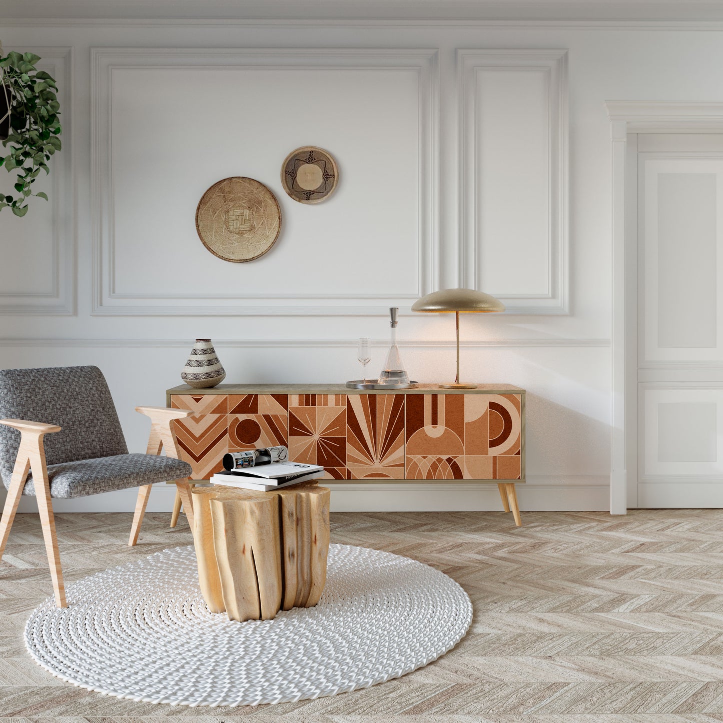 Mobile TV PRISM MOSAIC a 3 ante in effetto rovere