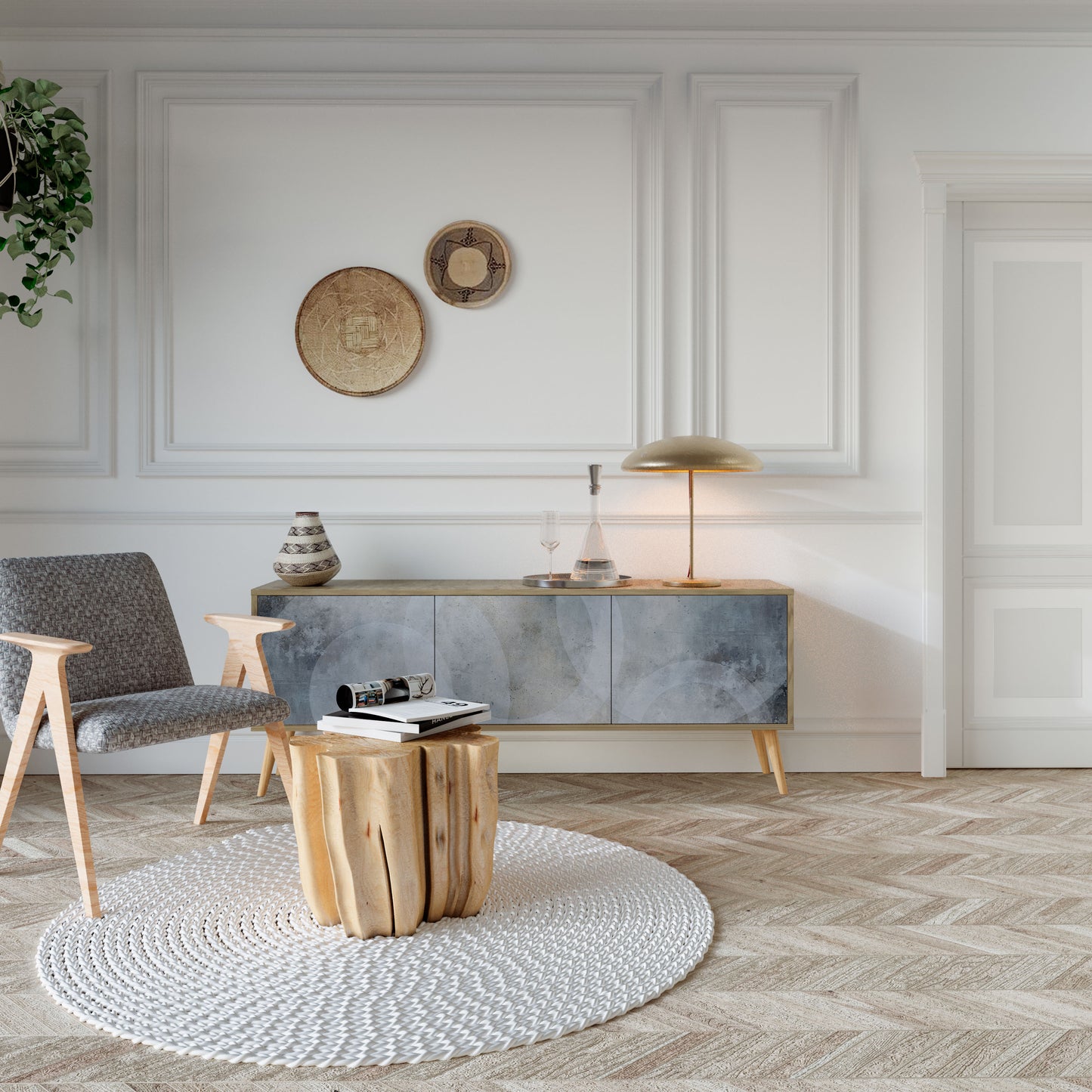 Mobile TV MUTED ARC a 3 ante effetto rovere