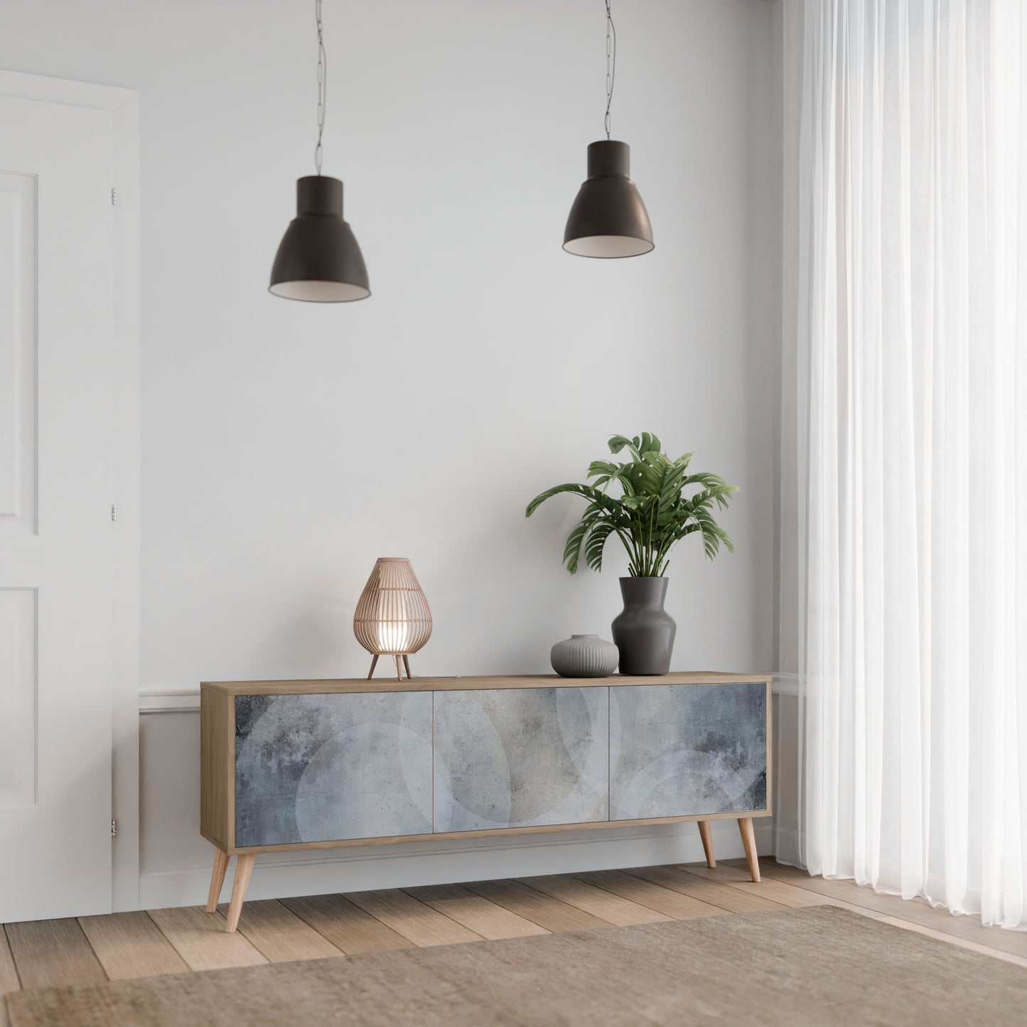 Mobile TV MUTED ARC a 3 ante effetto rovere