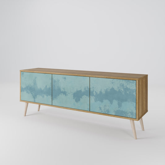 SKY WASH 3-Door TV Stand in Oak Effect