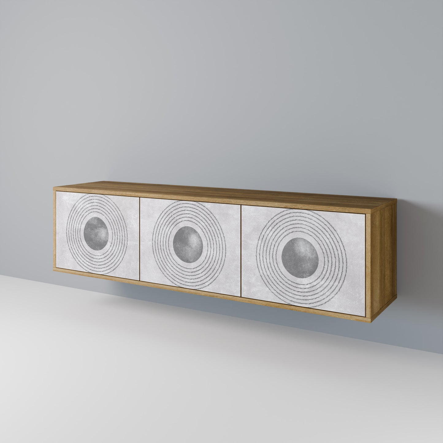 Mobile TV SOLID CIRCLES a 3 ante in effetto rovere