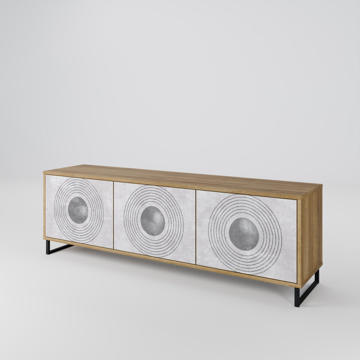 Mobile TV SOLID CIRCLES a 3 ante in effetto rovere