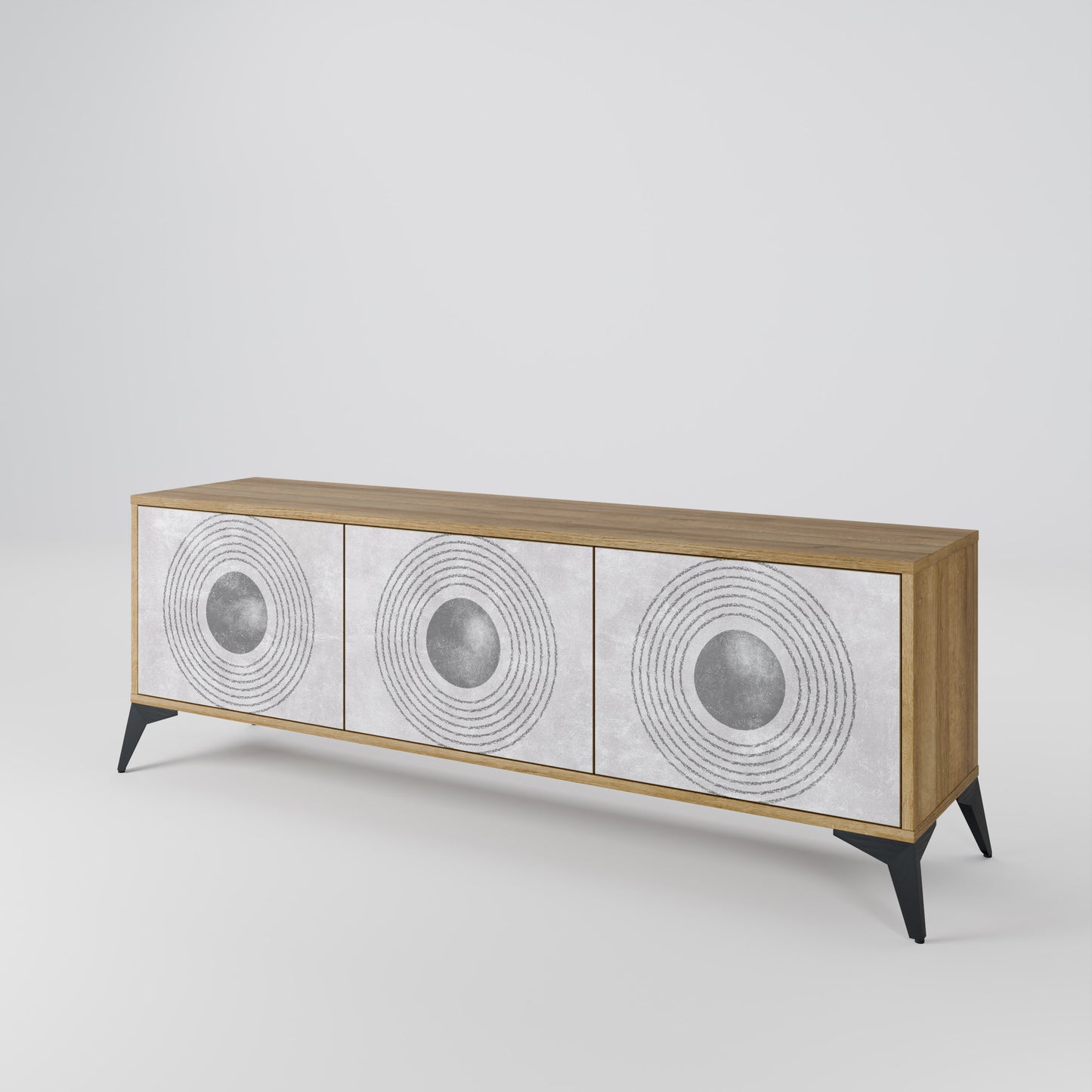 Mobile TV SOLID CIRCLES a 3 ante in effetto rovere