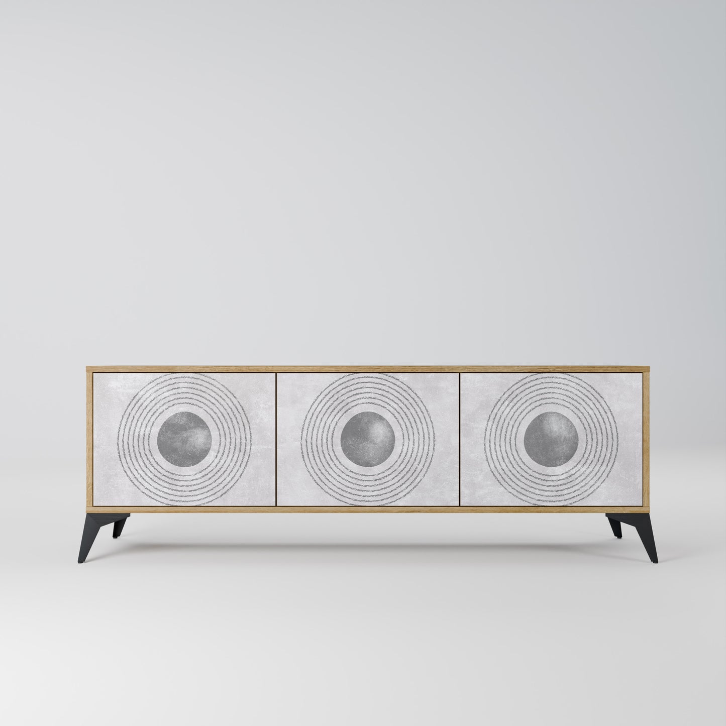 Mobile TV SOLID CIRCLES a 3 ante in effetto rovere