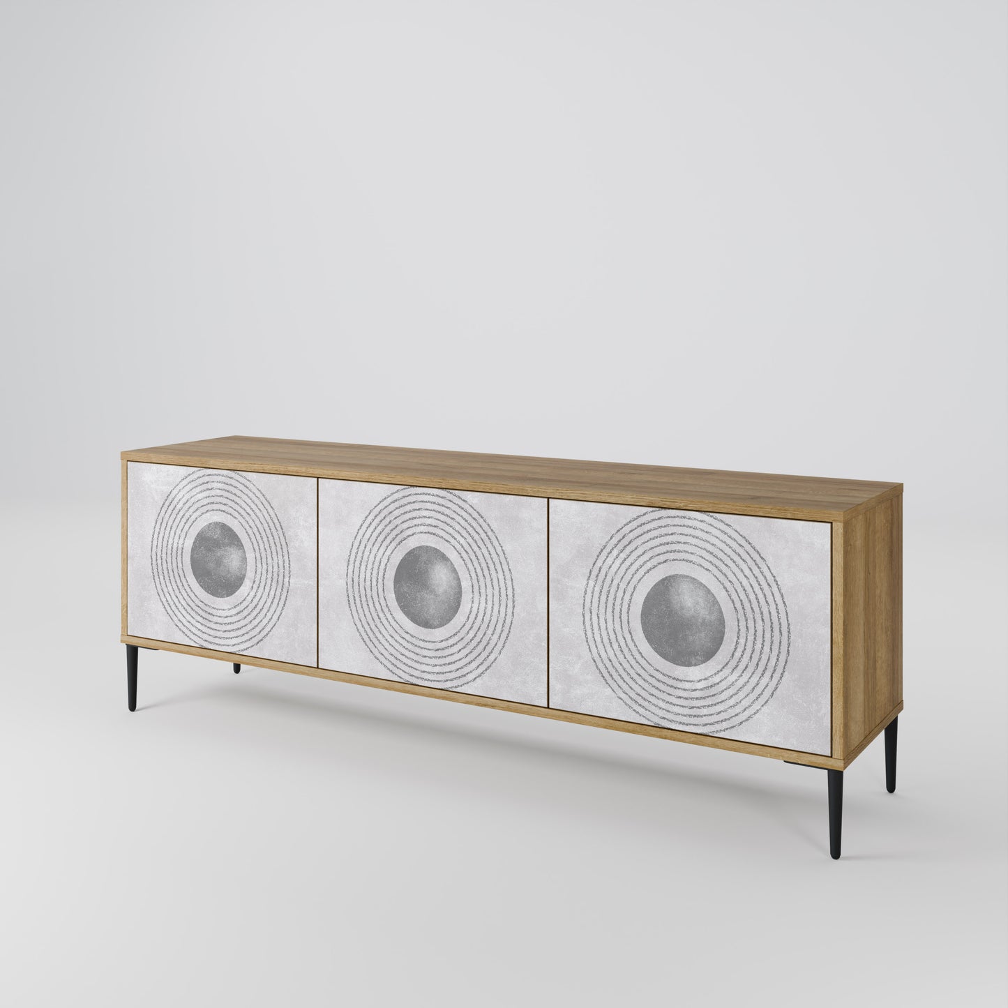 Mobile TV SOLID CIRCLES a 3 ante in effetto rovere