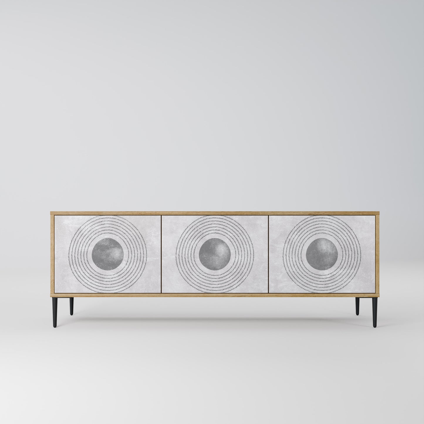 Mobile TV SOLID CIRCLES a 3 ante in effetto rovere