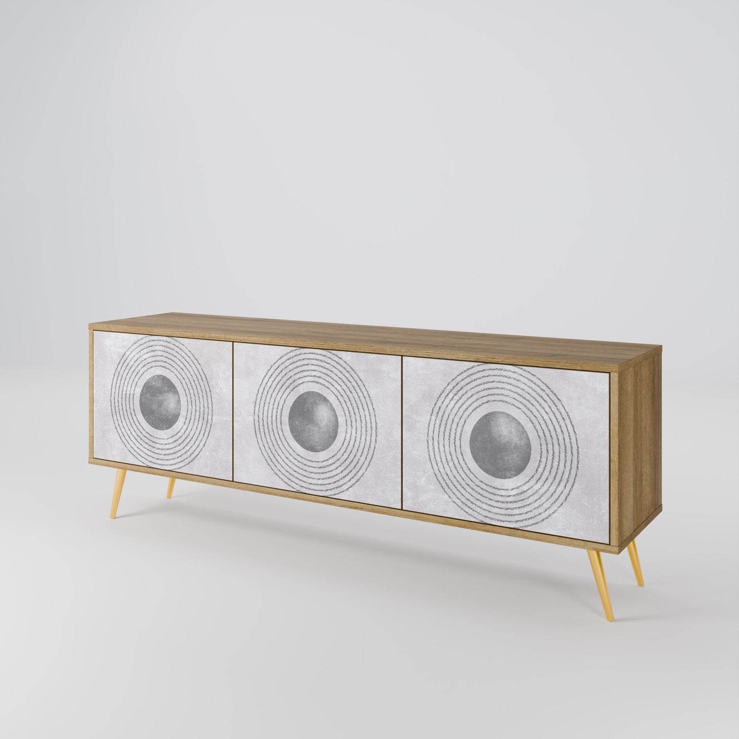 Mobile TV SOLID CIRCLES a 3 ante in effetto rovere
