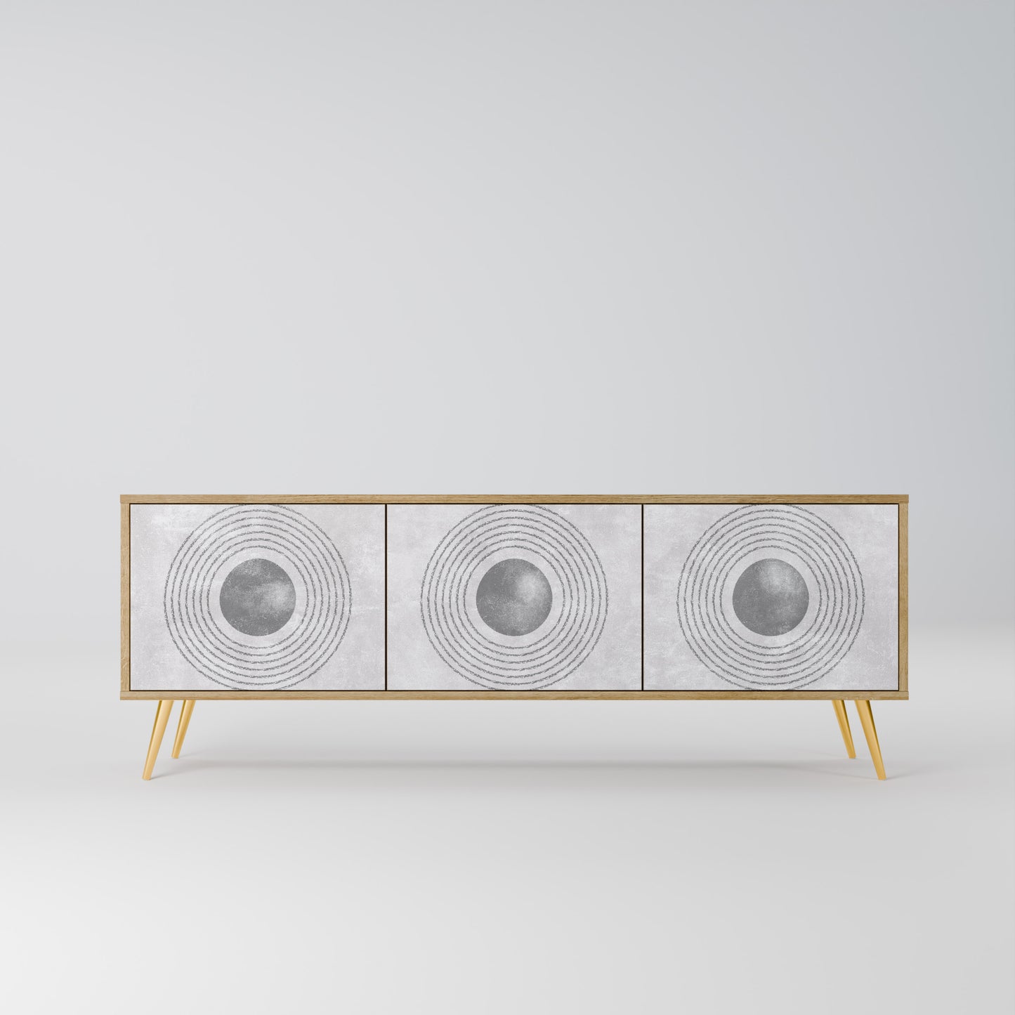 Mobile TV SOLID CIRCLES a 3 ante in effetto rovere