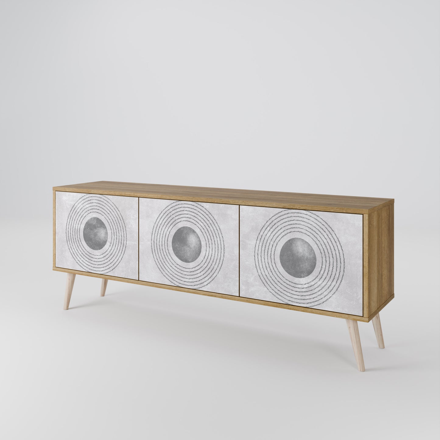 Mobile TV SOLID CIRCLES a 3 ante in effetto rovere