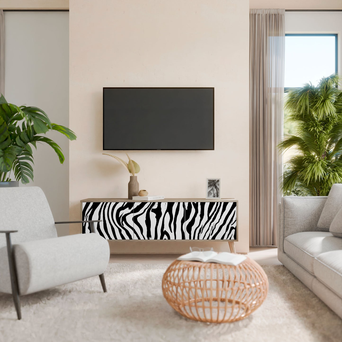 SPLENDID ZEBRA Mobile TV a 3 Ante in Effetto Rovere