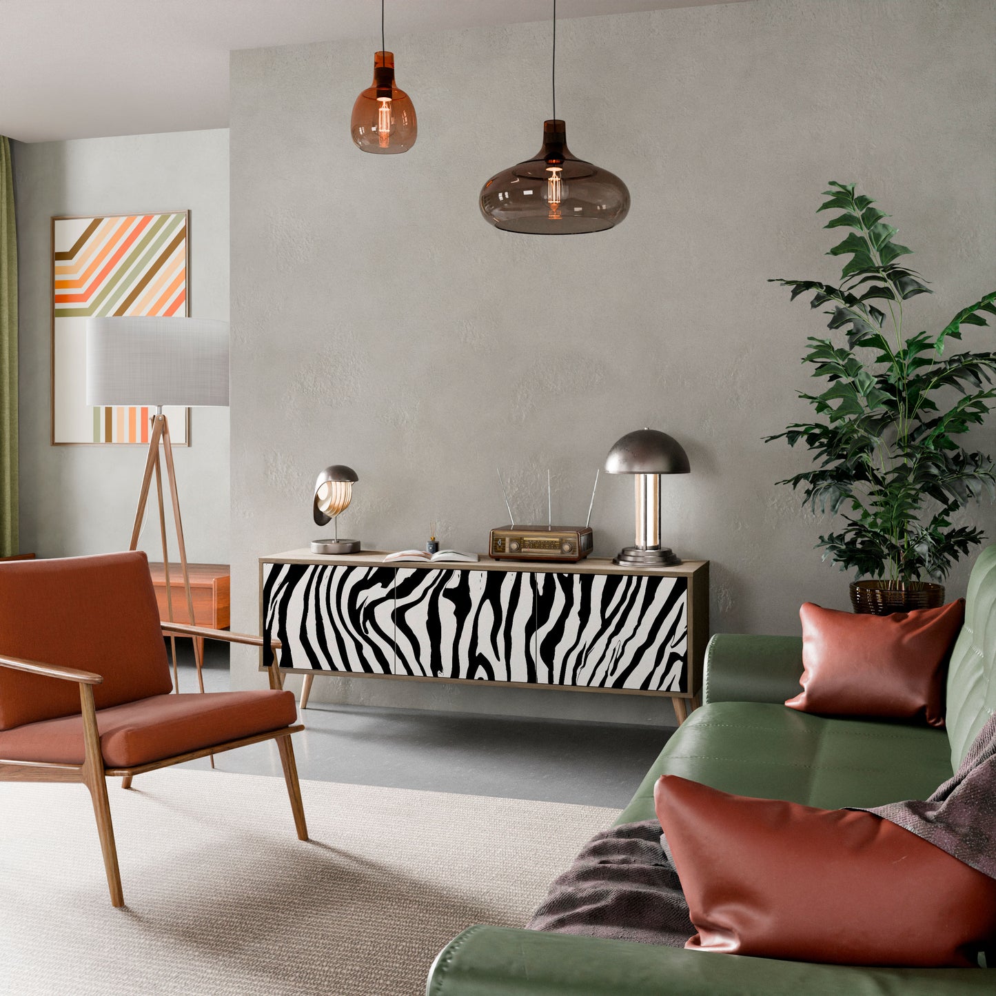 Mobile TV SPLENDID ZEBRA a 3 ante in effetto rovere