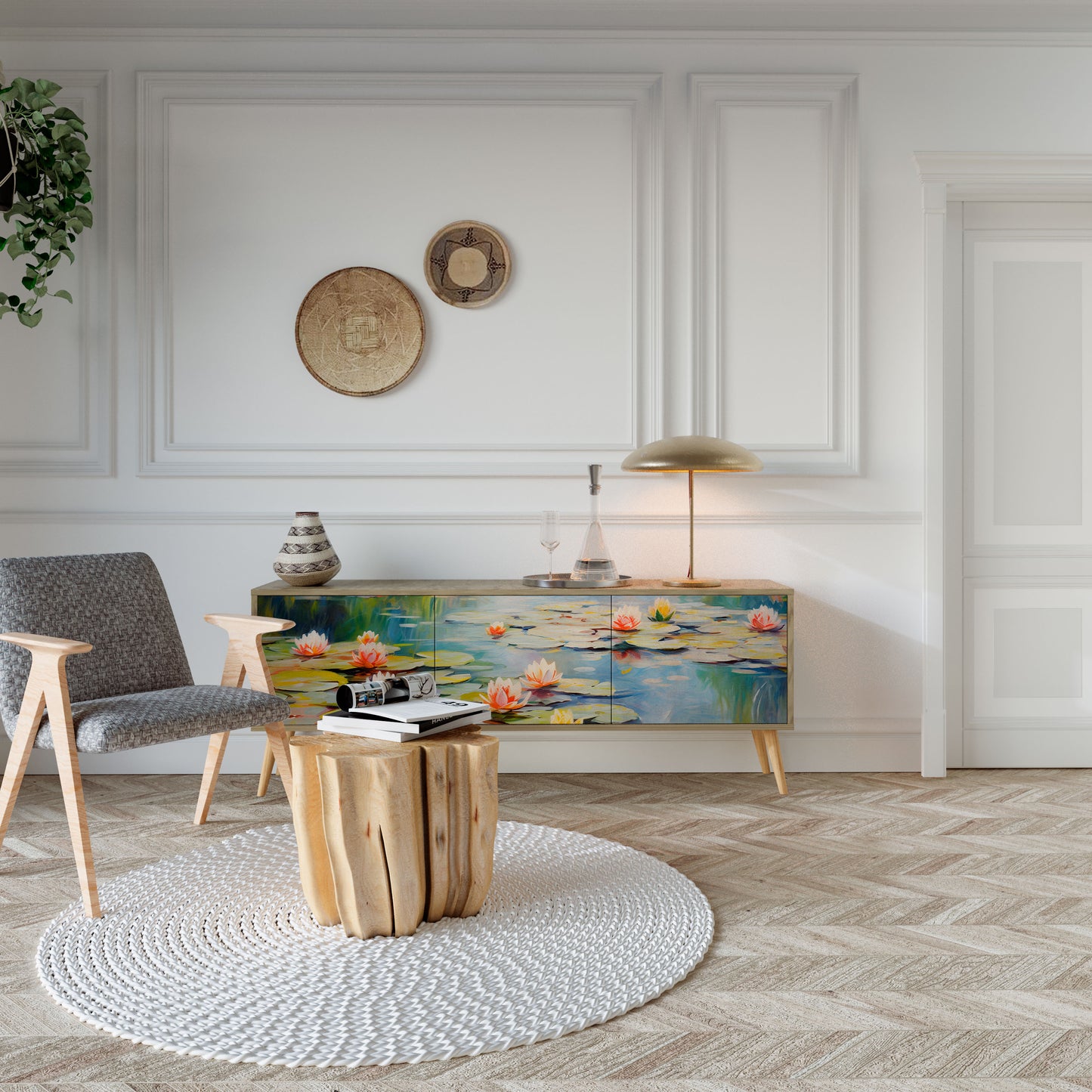 Mobile TV BLOOMING WATERS a 3 ante effetto rovere