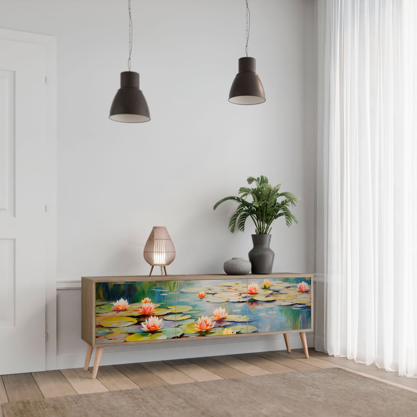 Mobile TV BLOOMING WATERS a 3 ante effetto rovere