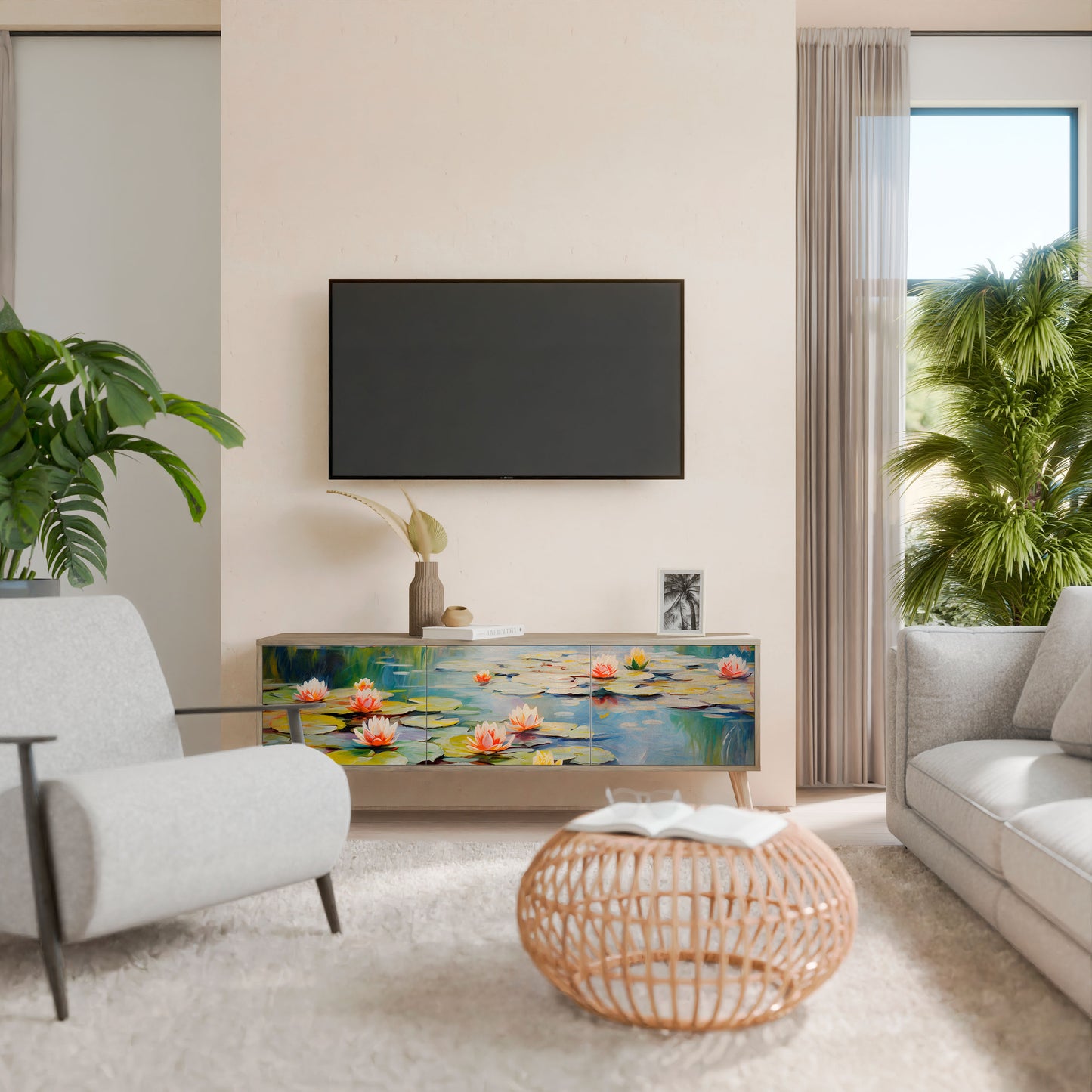 Mobile TV BLOOMING WATERS a 3 ante effetto rovere