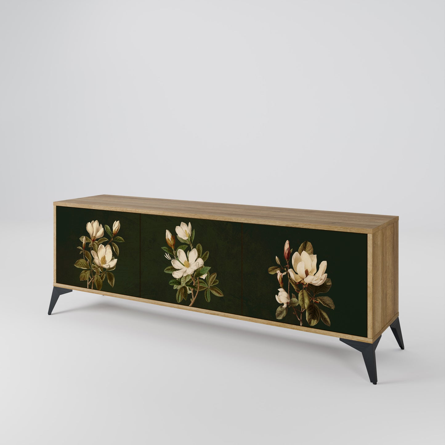 Mobile TV FLORAL NOIR a 3 ante effetto rovere