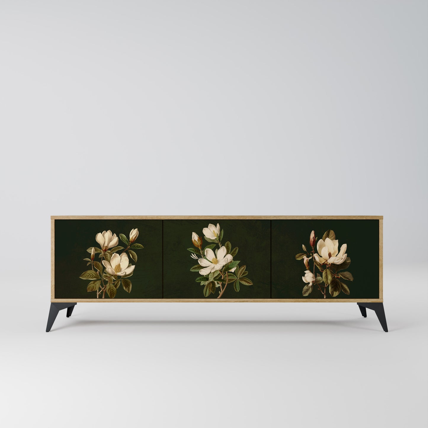 Mobile TV FLORAL NOIR a 3 ante effetto rovere