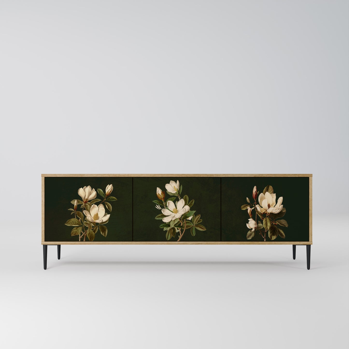 Mobile TV FLORAL NOIR a 3 ante effetto rovere